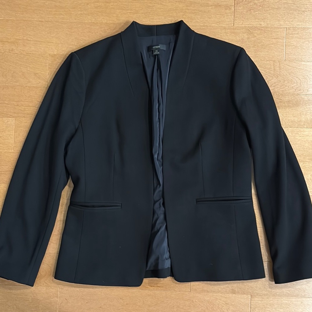 JCrew Black Blazer Modern Collarless Design